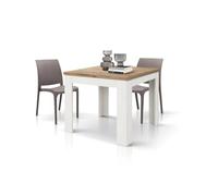 KONTE.DESIGN Tavolo LIPARI finitura rovere e base bianca allungabile a libro 90×90 cm - 180×90 cm