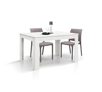 KONTE.DESIGN Tavolo LIPARI in legno finitura bianco frassinato e base bianca, allungabile 140×90 cm - 220×90 cm