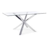 KONTE.DESIGN Tavolo MAY in vetro Rettangolare, gambe incrociate in acciaio, 160 x 90 cm