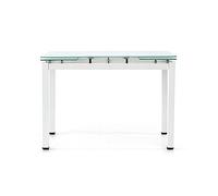 KONTE.DESIGN Tavolo RAPALLO allungabile in vetro bianco opaco e base metallo satinato grigio, 110x70x76 cm
