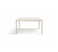 KONTE.DESIGN Tavolo TROPEA in legno, finitura bianco frassinato e base in metallo verniciato bianco, allungabile 140x80 cm - 190x80 cm