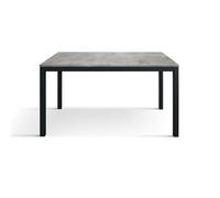 KONTE.DESIGN Tavolo TROPEA in legno, finitura grigio cemento e base in metallo verniciato antracite, allungabile 160x90 cm - 210x90 cm