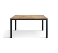 KONTE.DESIGN Tavolo TROPEA in legno, finitura rovere rustico e base in metallo verniciato antracite, allungabile 120x80 cm - 170x80 cm