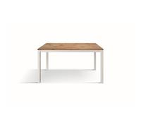 KONTE.DESIGN Tavolo TROPEA in legno, finitura rovere rustico e base in metallo verniciato bianco, allungabile 160x90 cm - 210x90 cm