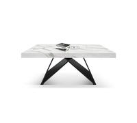 KONTE.DESIGN Tavolo VULCANO in legno, finitura bianco statuario e base in legno mdf nero, allungabile 160x90 cm - 240x90 cm