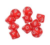 KONTONTY 10 Pezzi Dado Poliedrico Acrilico a 10 Facce Numerato 0-9 Rosso | Alta Trasparenza e Numeri Facili da Leggere, Bordi Arrotondati, per Giochi da Tavolo e Prove di Probabilità