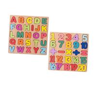KONTONTY 2 Set Puzzle Legno Educativi per Giochi Apprendimento Alfabeto e Colorati Montessori Puzzle Forma per Sviluppo Motricità e Cognizione Anni
