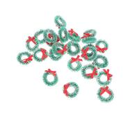 KONTONTY 24 Pezzi Mini Christmas Wreath con Fiocco in Sisal Ghirlanda Verde Artificiale per Decorazioni Natalizie da Tavolo Cornici e Feste di Natale e Capodanno