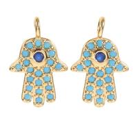 KONTONTY 2pezzi Charm Pendente Hamsa in Ottone per Portachiavi Fai da Te o Orecchini Pendenti Charm Simbolo di Protezione per Gioielli Artigianali e Progetti Decorativi