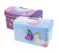 KONTONTY 2pezzi Salvadanaio Forma Di Unicorno Con Lucchetto Creativo e Sicuro Per Ragazzo Ragazza Ragazza Design Grazioso e Pratico Per Uso Domestico e Decorazione
