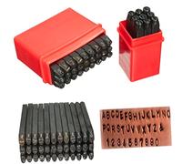KONTONTY 36 Pezzi Punzoni da 4 Mm in Acciaio Set di Punzoni per Lettere E Numeri Alfabeto per Legno E Pelle Scatola da Stampa