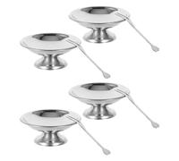 KONTONTY 4 Set Coppe Gelato in Acciaio Inox, Set da 4, Eleganti e Moderne | Forchette Incluse, Superficie Liscia e Lucida, per Dessert Freddi, Torte e Servizio Tavola