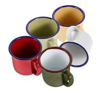 KONTONTY 5 Pezzi Tazza Smaltata Retrò 240ml per Caffè e Brodo Caldo | Smalto Resistente al Calore, Finitura Colore Vivace, Stile Vintage, per Escursioni, Inverno, Bevande e Uso Quotidiano