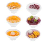 KONTONTY 6 Miniature Dessert Bowls Artificial Chinese Food Models Realistic Faux Dessert Table Display For Photography Home Decor Dollhouse