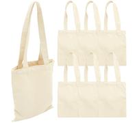 KONTONTY 6 Pezzi Borsa Tote Donna in Tela Bianca Grande Capienza | Leggera e Pratica, Semplice Design Elegante, per Spesa Alimentare e Fine Settimana, Stile Portatile