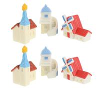 KONTONTY 6pezzi Mini Case in Resina per Giardino Incantato Miniature Decorazioni da Scrivania Accessori per Micro Paesaggio Villaggio in Miniatura