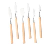 KONTONTY 6pezzi Spatole Per Pittura Olio Manici in Legno Ergonomici Raschietti Per Miscelare Pigmenti Strumenti Artistici Pratici e Portatili
