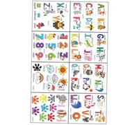 KONTONTY Adesivi Murali Alfabeto Colorati con Numeri Animali e Meteo per Decorazioni Cameretta e Aula Facili da Applicare e Rimuovere per Educazione Pre-scolare