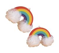 KONTONTY Bath Sponge per Bambini Design a Fiore e Arcobaleno, Spugna Esfoliante in Pe e Sponge per Doccia, 2pezzi per Bagno Bimbi