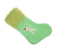 KONTONTY Calza Natalizia Verde Gigante in Maglia Morbida con Letterina K Ricamata e Anello per Appendere Calza di Natale Peluche per Decorazioni Festive e Albero di Natale