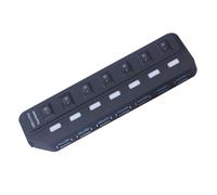 KONTONTY Hub USB Porte Supporto Dati Splitter USB Design LED Indipendente Protezione da Sovraccarico Compattezza per Trasporto Facile