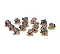 KONTONTY Micro Ornamento Paesaggistico e Decorazione Per Esterni a Forma Di Casetta in Resina, Set Da 15 Pezzi Per Balconi, Cortili e Spazi Verdi, Dimensioni Compatte e Resistente Per Ambienti Esterni