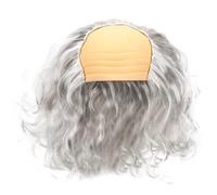 KONTONTY Parrucca Calva Riccia Bianca da Vecchio Unisex per Costume da Festa Cosplay Accessorio per Travestimenti Aspetto Naturale