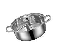 KONTONTY Pentola Inossidabile con Divisorio per Hot Pot Utensile per Induzione Design per Cucinare Due Tipi Contemporaneamente per Feste e
