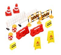 KONTONTY Segnali Stradali Giocattolo per 14 Pezzi Barricata Stradale in Miniatura e Coni Stradali Giocattoli Educativi per Riconoscimento Simboli e Giochi di Costruzione