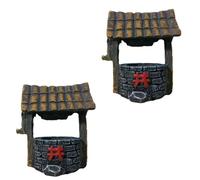 KONTONTY Set 2 Pezzi Ornamenti Antichi Pozzo in Resina Decorazione Miniatura per Esterno e Casa delle Bambole Accessori Micro Paesaggio Vintage in Resina Decorativo per Vasi e Ambienti