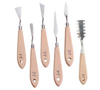 KONTONTY Set Di 6 Spatole Per Pittura in Acciaio Inossidabile, Con Manico in Legno, Raschietti Per Pittura a Olio, Utensili Per Pittura a Olio, Per Dipingere Su Tela e Altri Materiali