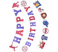 KONTONTY Striscioni Di Compleanno A Tema Baseball Rossi Blu E Bianchi Scritta Buon Compleanno Per Concessioni Decorazioni Per Feste A Tema Sportivo
