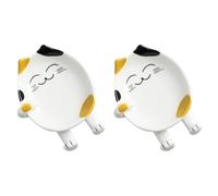 KONTONTY Supporto per Cucchiaio e Coperchio in Ceramica a Forma di Gatto Cartone, Set 2 Pezzi Decorativo per Utensili da Cucina, Mantiene Piano di Lavoro Pulito Colore Colore Casuale