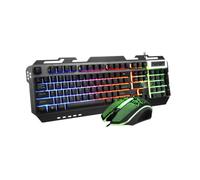 KONTONTY Tastiera e Mouse USB Retroilluminati Rgb Metallo Tastiera Gaming Ergonomica Illuminata per Design Driver Kit Nero