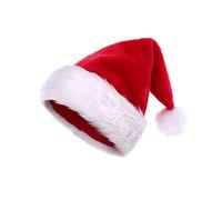 KONVINIT Cappello Babbo Natale Cappelli Natalizi Caldo Natale Cappello Peluche Cappelli Babbo Natale Cappellino Babbo Natale Adulti per Uomo e Donna,Rosso