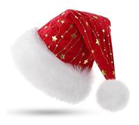 KONVINIT Cappello Natale Adulto Rosso Cappelli Babbo Stella Natale Babbo Natale Peluche per uomo e donna,per Le Feste di Natale e Capodanno