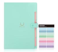 KONVINIT Cartelle Soffietto portadocumenti espandibile,Formato Protocollo A4,Chiusura con Bottone,con 5 Tasche,verde
