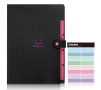 KONVINIT Cartelle Soffietto portadocumenti espandibile,Formato Protocollo A4,Chiusura con Bottone,con 5 Tasche,nero