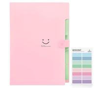 KONVINIT Cartelle Soffietto portadocumenti espandibile,Formato Protocollo A4,Chiusura con Bottone con 5 Tasche,pink