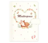 KONVINIT Mamma Copri Passaporto,Custodia per libretto sanitario in pelle con scomparti per riporre carte di assicurazione, immagini ultrasoniche, passaporto vaccinale ecc.