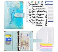 KONVINIT Raccoglitore ad Anelli A6,Money Binder con 8 Buste Cerniera Trasparenti, Budget Binder per Budget di Contanti Organizzatore di Buste Risparmio