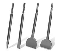 Konvixon Set di 4 scalpelli SDS Plus, 7,6 cm x 25,4 cm, punte piatte e piegate a 20°, punta e scalpello piatto stretto in acciaio legato 40Cr, adatto alla maggior parte dei martelli rotanti e trapani