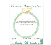 Konxi 4MM Naturale Gemstone Bead Bracciale Bracciale di Cristallo per le Donne Bracciale di Perline Naturali con Perline in Metallo Oro Regolabile Gemstone Stone Bracciale 17+5cm (Avventurina verde)