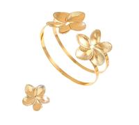 Konxi Bracciale Bangle in Oro per Donne Bracciale Bangle con Anello d'Oro Bracciali con Fuochi d'Artificio per Donne Ragazze Bracciali Larghi (Oro-Fiore)