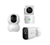 KONYKS - KO338706 - Confezione da 3 Telecamere complete per la Casa - 1 Telecamera esterna a Batteria, 1 telecamera interna PTZ e 1 telecamera con pulsante di chiamata video