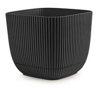 Konzept 11 - Vaso da fiori grande grigio, 15 x 15 cm, vaso per piante scanalato con sottovaso, vaso di basilico