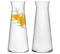 KONZEPT caraffe vetro 2 x 1 litro - set resistente con superficie scanalata, senza BPA, lavabili in lavastoviglie, eleganti e stabili