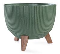 KONZEPT Fioriera grande, 29 cm, verde, con piedini, resistente alle intemperie e ai raggi UV, con inserto per drenaggio dell'acqua, per interni ed esterni