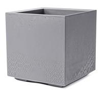 KONZEPT Grande fioriera su rotelle, 40 x 40 x 40 cm, grigio effetto cemento, in materiale riciclato al 100%, per interni ed esterni, mobile, ideale per giardino, terrazza, balcone e soggiorno