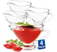 KONZEPT Salsiera in vetro, set da 4 pezzi, 160 ml, trasparente, con manico, stabile, ideale per condimenti, panna, salsa, olio d'oliva